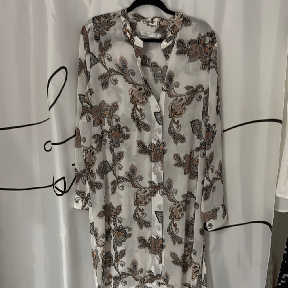 Simons Contemporaine Paisley Blouse in Brown and Cream XL.